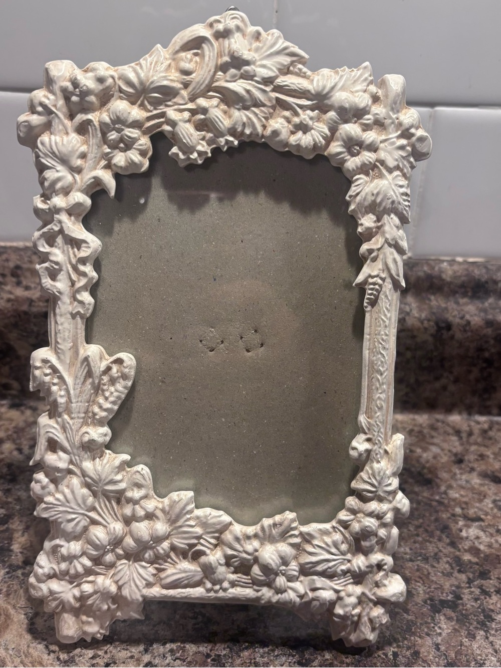 Ornate Floral Picture Frame in White - Classic Home Accent